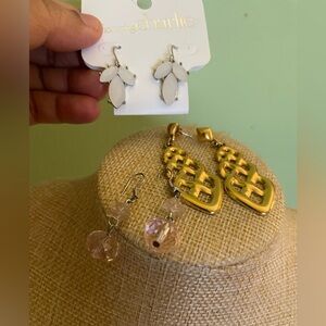 Charming Charlie Gold and White Earrings & unbrsnded earrings bundle